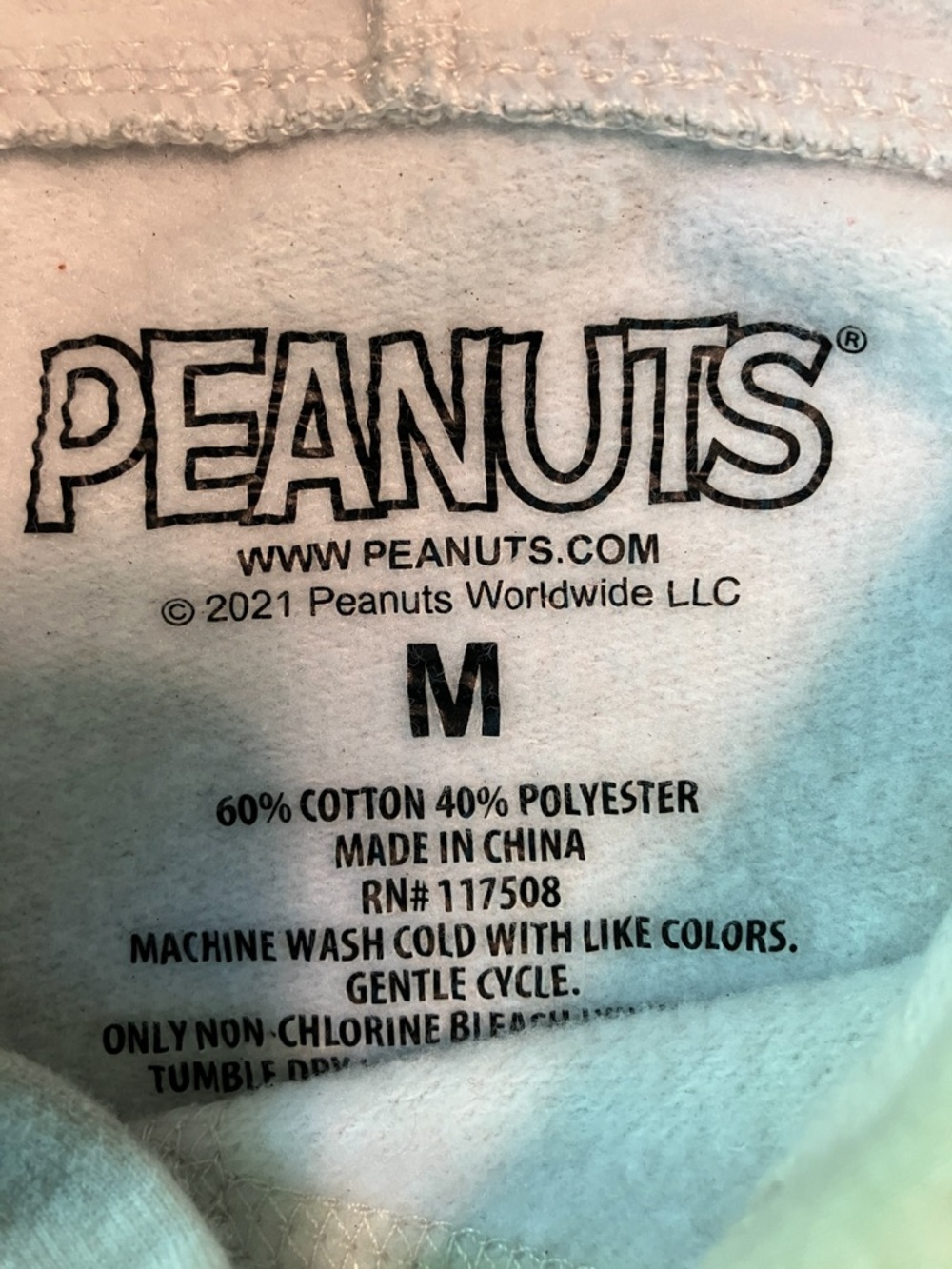 Peanuts | Snoopy Doghouse Hoodie | Grey & Cream Tie-Dye | Size M - Picture 6 of 6